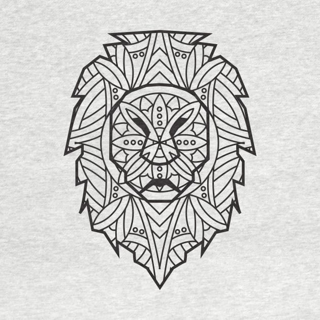 Geometric Lion Head - Black by Shapetrix